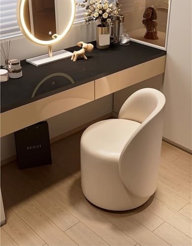 Brown Round Vanity Stool with 360° Rotatable Base H209