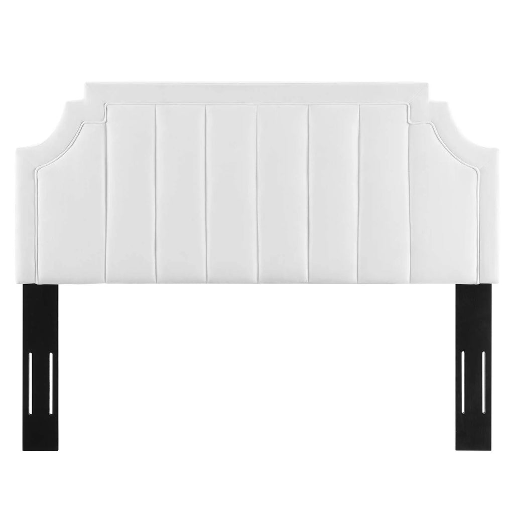 White Channel Tufted Performance Velvet Full/Queen Headboard J19287