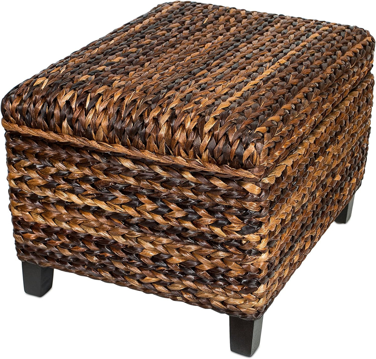 Woven Seagrass Storage Ottoman with Safety Hinges M74983