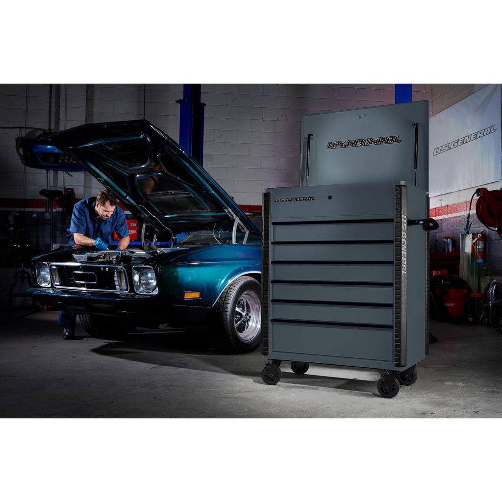 34 in. x 23 in. 6-Drawer Slate Gray Service Cart N847
