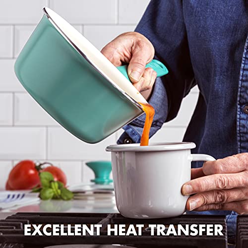 Turquoise Ceramic Nonstick 2QT Saucepan with Lid U76816