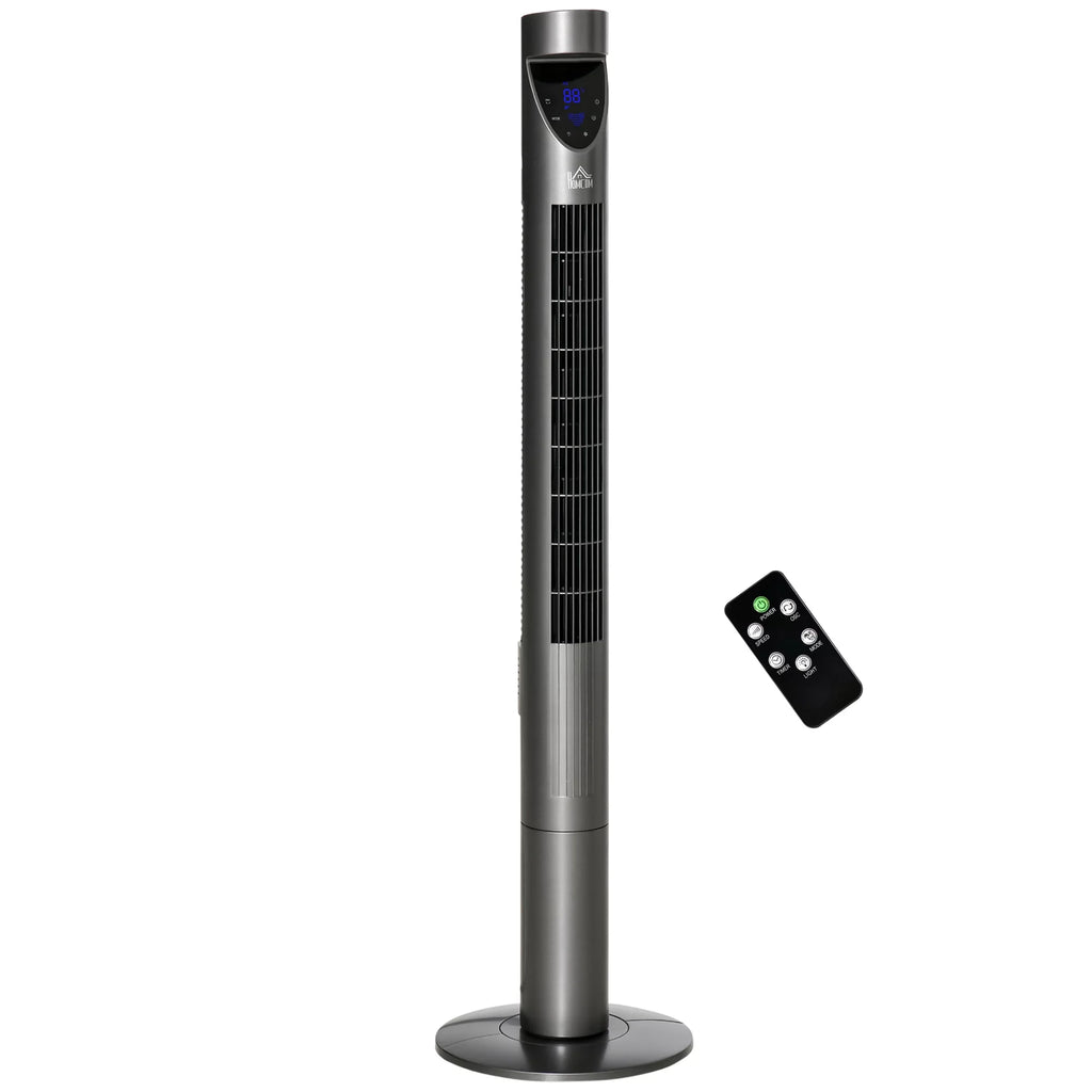 46 Tower Fan with Air Filter, Oscillating, 3 Speeds, 12H Timer, Remote Control, Grey X12035
