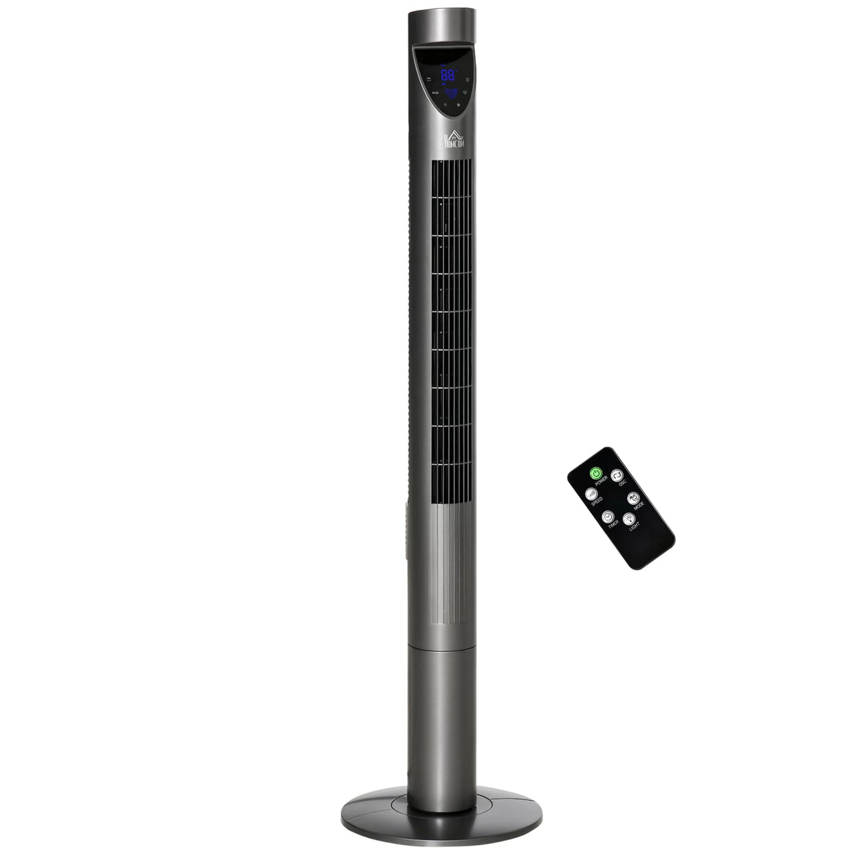 46 Tower Fan with Air Filter, Oscillating, 3 Speeds, 12H Timer, Remote Control, Grey X12035