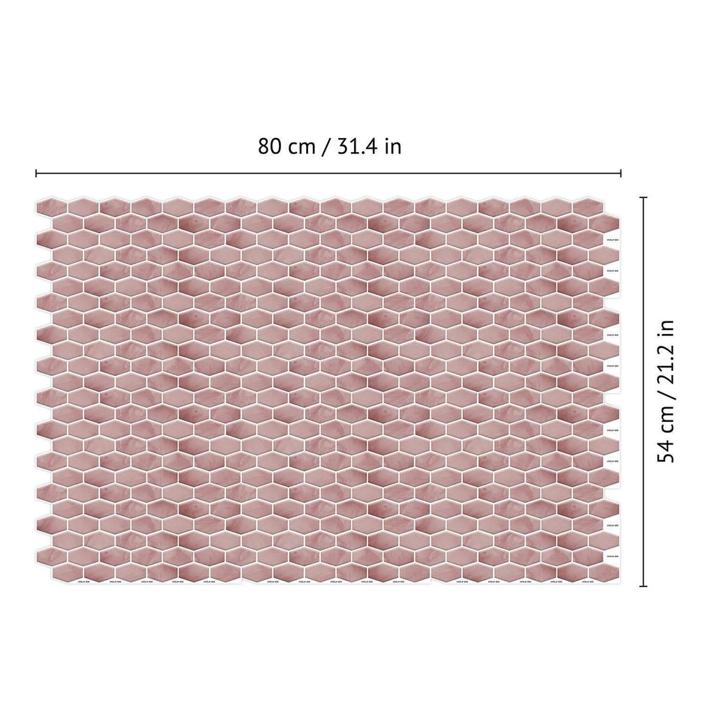 Red 60 Pieces Peel and Stick Wall Tile Stickers C8351