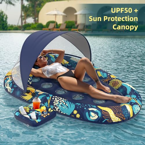 XL Inflatable Pool Float with Canopy Cup Holder N1776