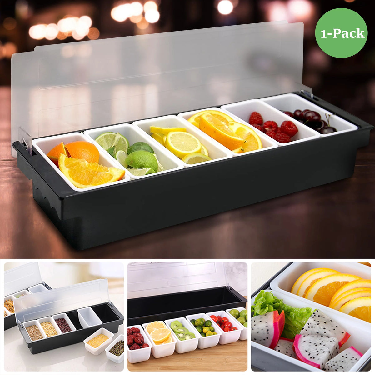 3/4/5/6 Tray Condiment Server with Lid X479013