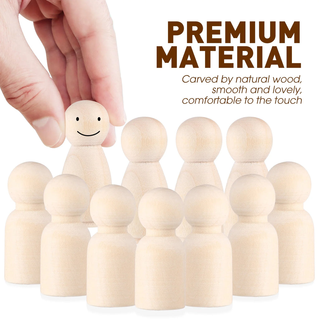 50pcs Unfinished Wooden Peg Dolls L137