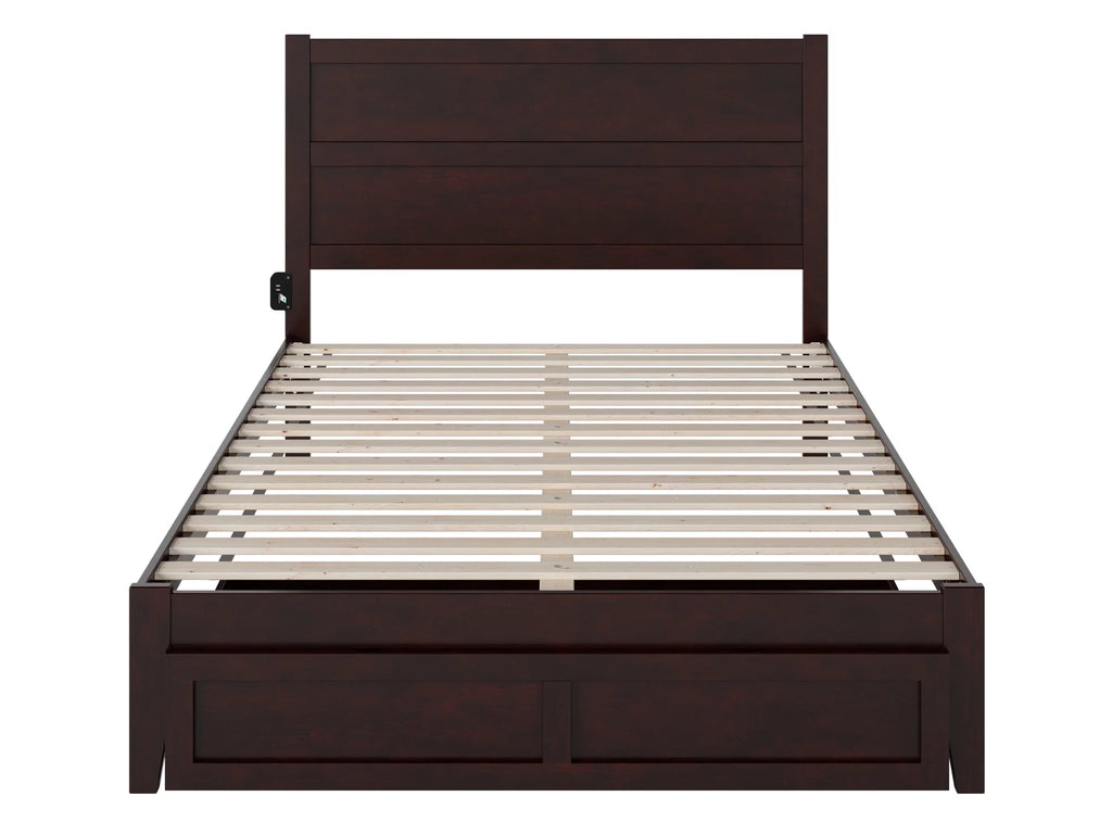 14" Queen Wood Platform Bed Frame with Foot Drawer Storage H7435