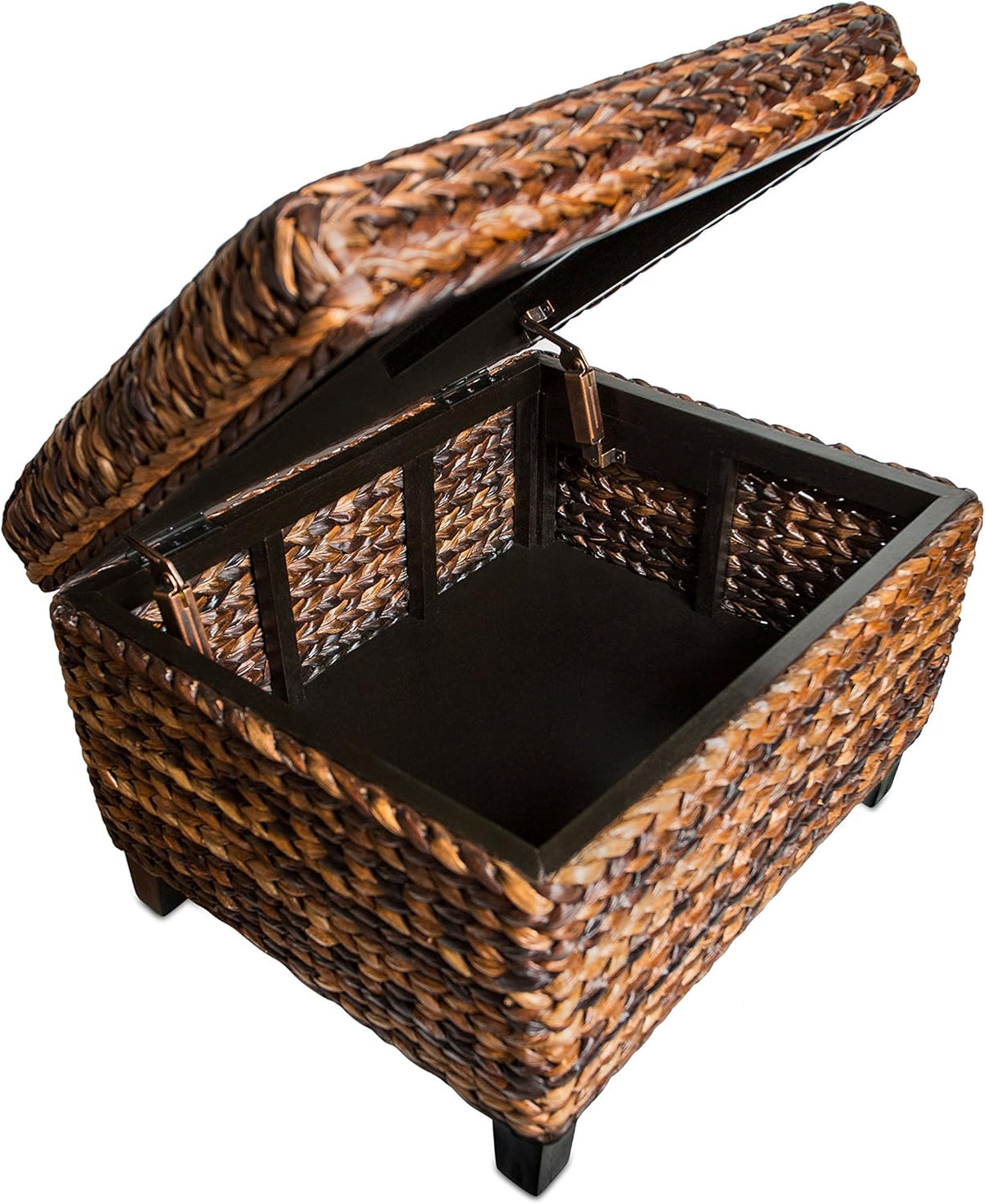 Woven Seagrass Storage Ottoman with Safety Hinges M74983