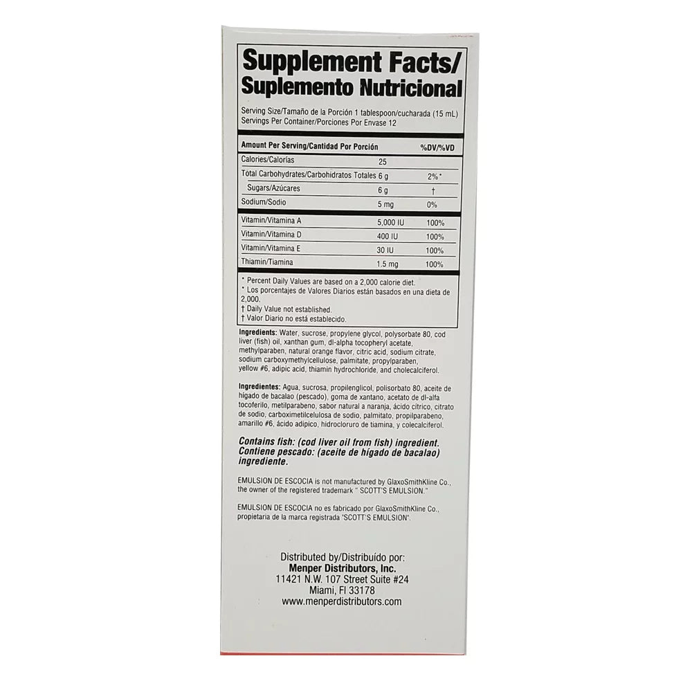 Orange Flavored Cod Liver Oil Dietary Supplement, Pack of 3 J24276