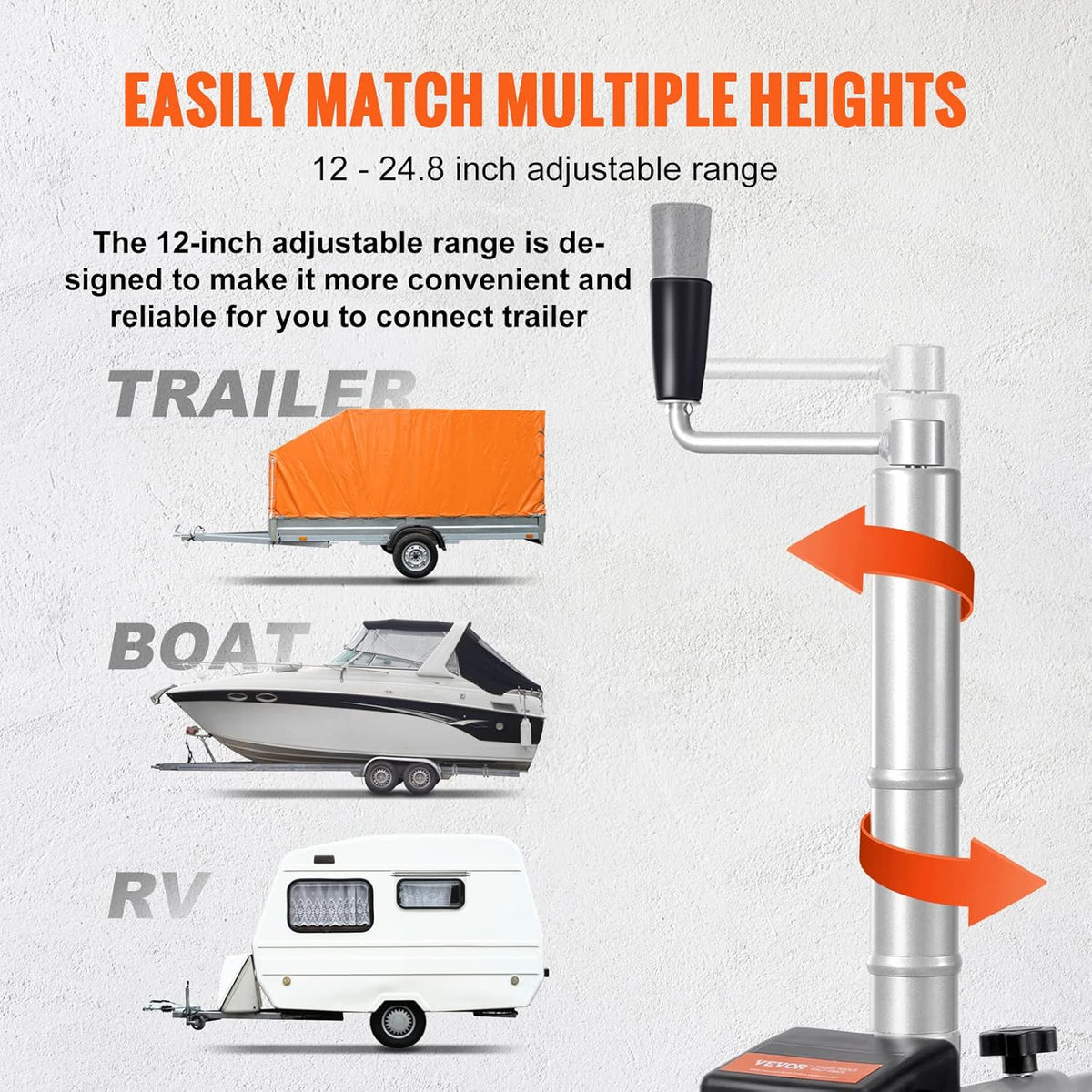 Electric Trailer Dolly, 5000lbs Towing Capacity, 350W 12V Trailer Jockey Wheel with 8'' Rubber Tire L73950