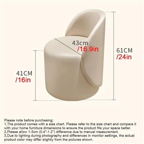 Brown Round Vanity Stool with 360° Rotatable Base H209