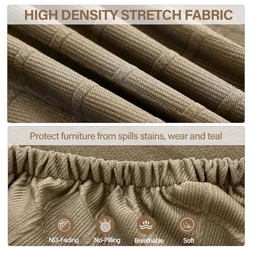 Grey Set of 4 Jacquard Stretch Dining Chair Seat Covers with Armrest X15773