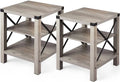 Set of 2 Rustic End Table with Storage Shelf G7103