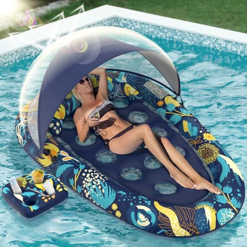 XL Inflatable Pool Float with Canopy Cup Holder N1776