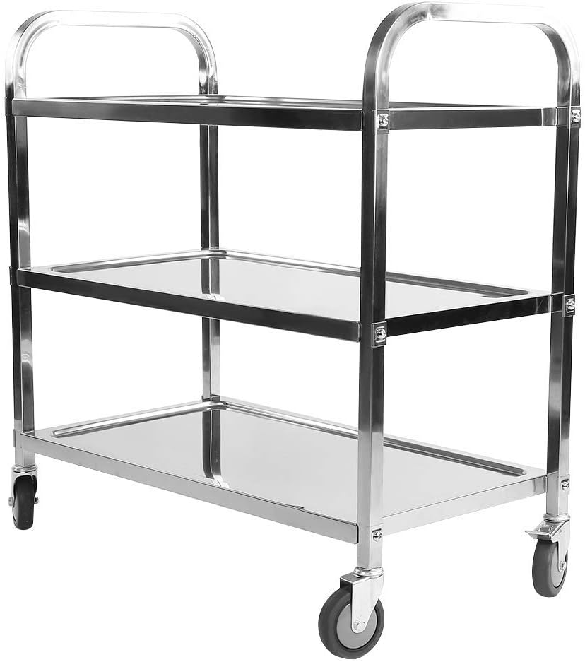 3 Tier Stainless Steel Utility Cart with Wheels Y249456