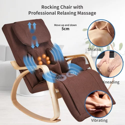 Brown Cotton Fabric Rocking Chair V57909