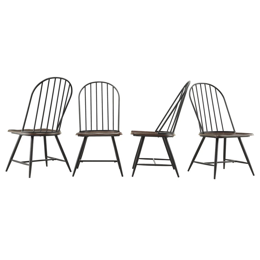 Two-Tone Windsor Chairs, Set of 4, Black and Oak Q776