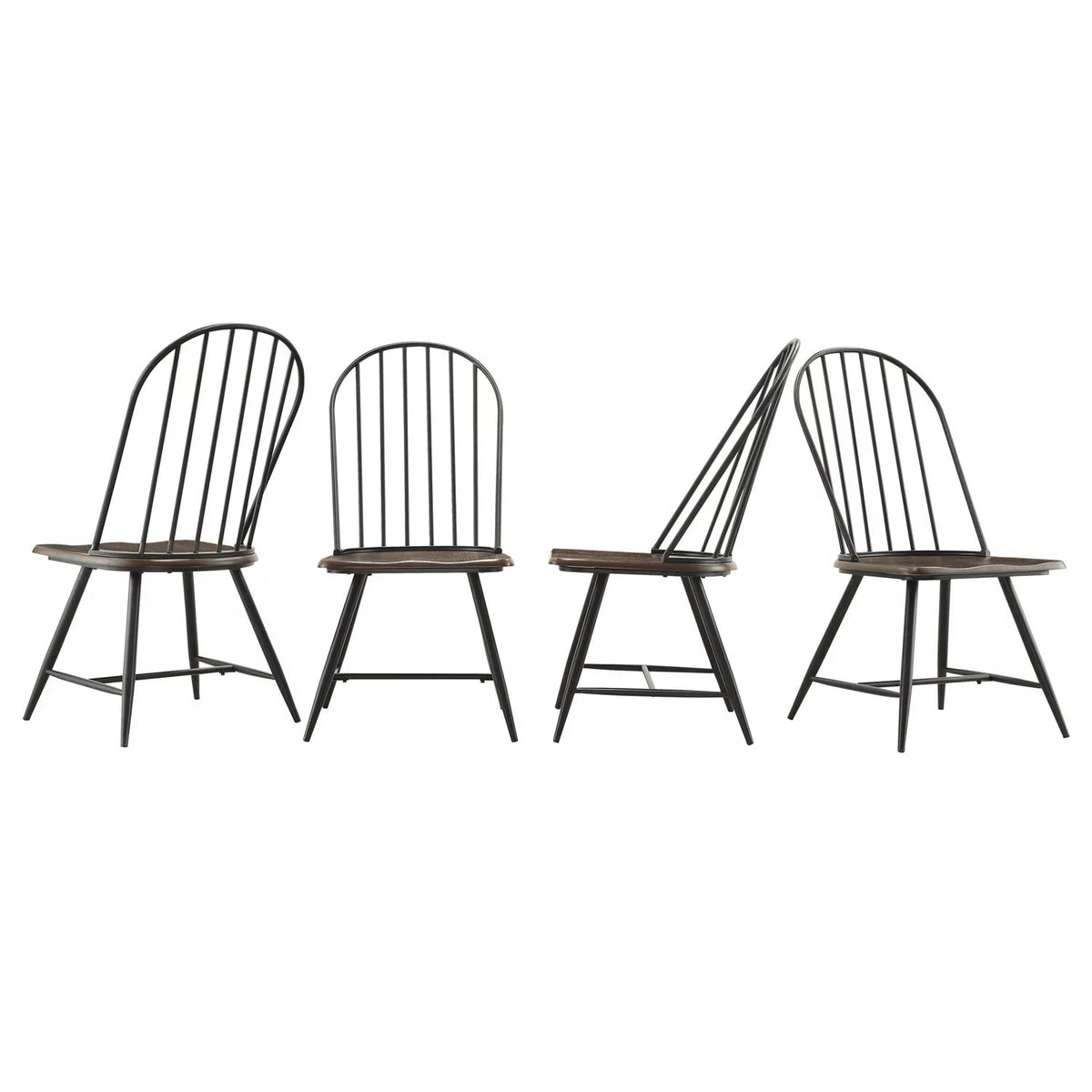 Two-Tone Windsor Chairs, Set of 4, Black and Oak Q776