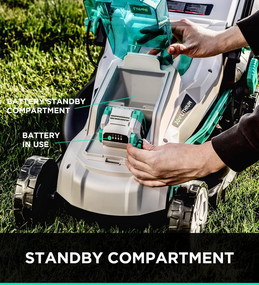 Cordless 13 Inch Lawn Mower with Brushless Motor, 4.0Ah Battery & Charger D1580