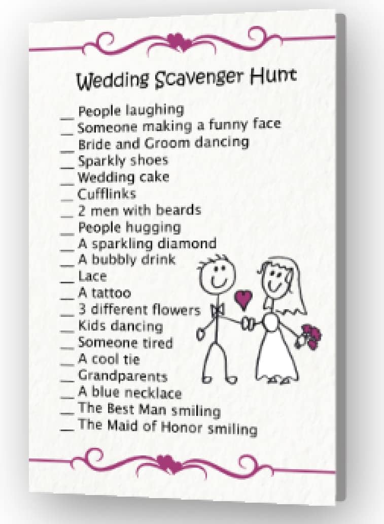 Wedding Scavenger Hunt for Kids (25 sheets) L413