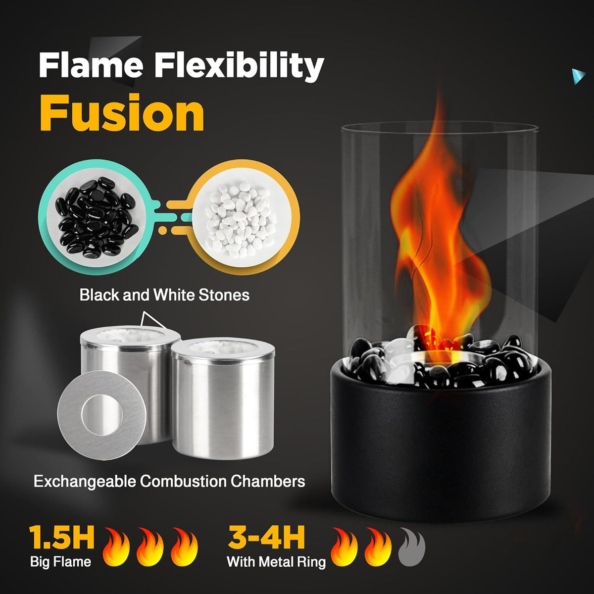 Black and White Stone Design Tabletop Fire Pit R164561