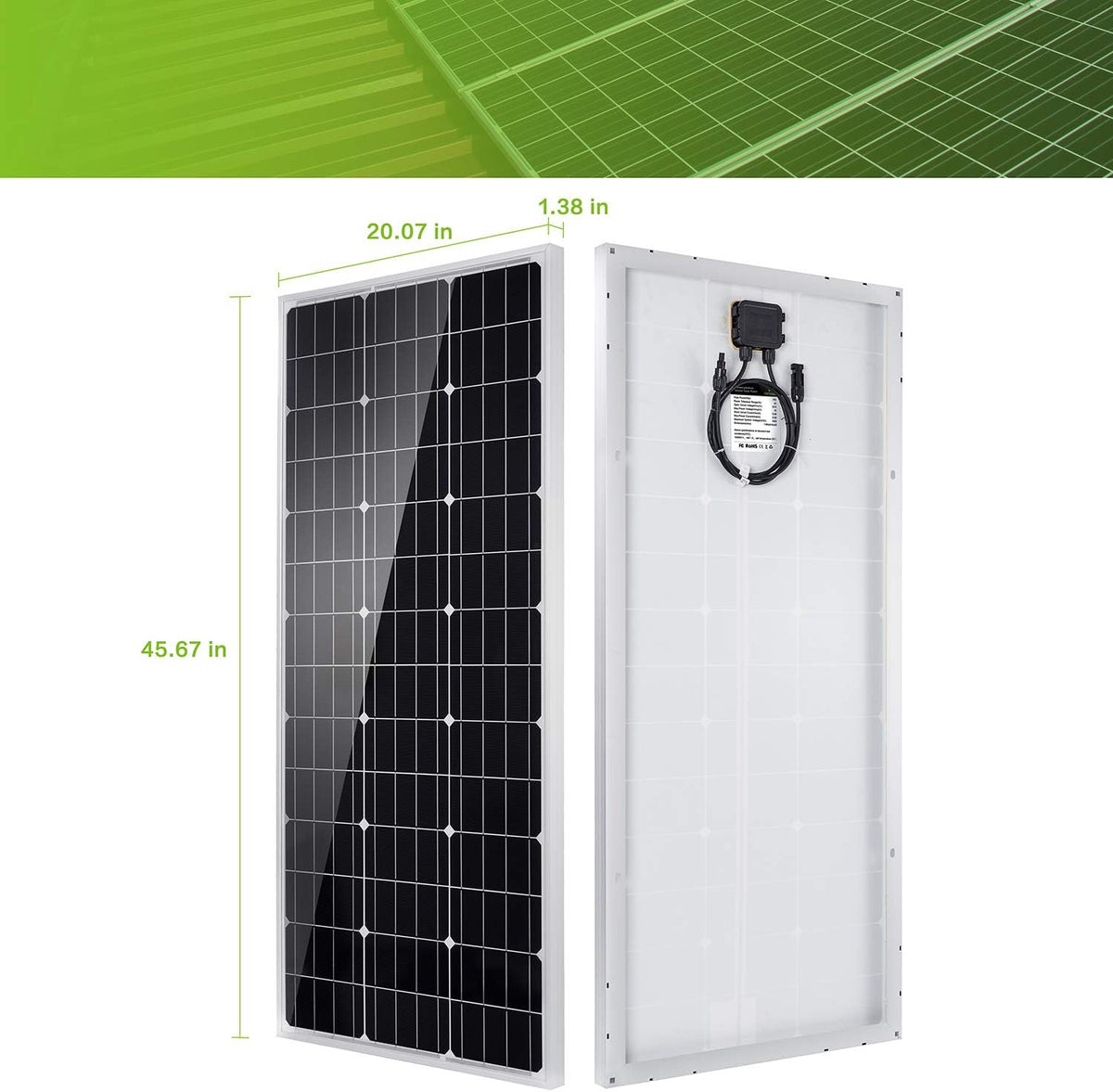 100 Watt 12 Volt Monocrystalline Solar Panel Kit I936443