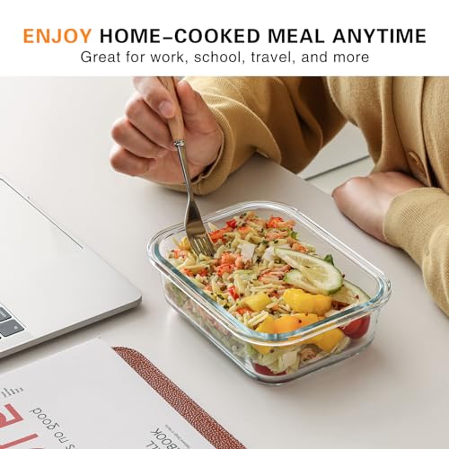 10 Pack 22 Oz Glass Meal Prep Containers with Lids, Gray A668