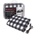 Black and White Heated 12V Polar Fleece Travel Throw A80717