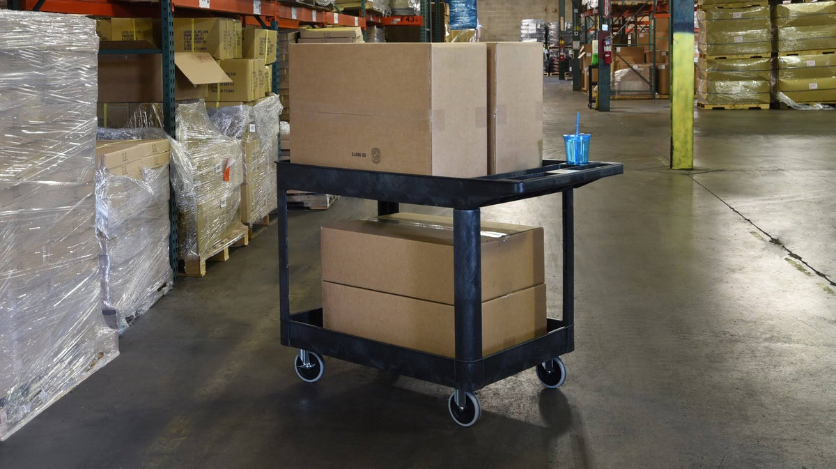 Black Heavy-Duty 2 Shelf Utility Cart C23341