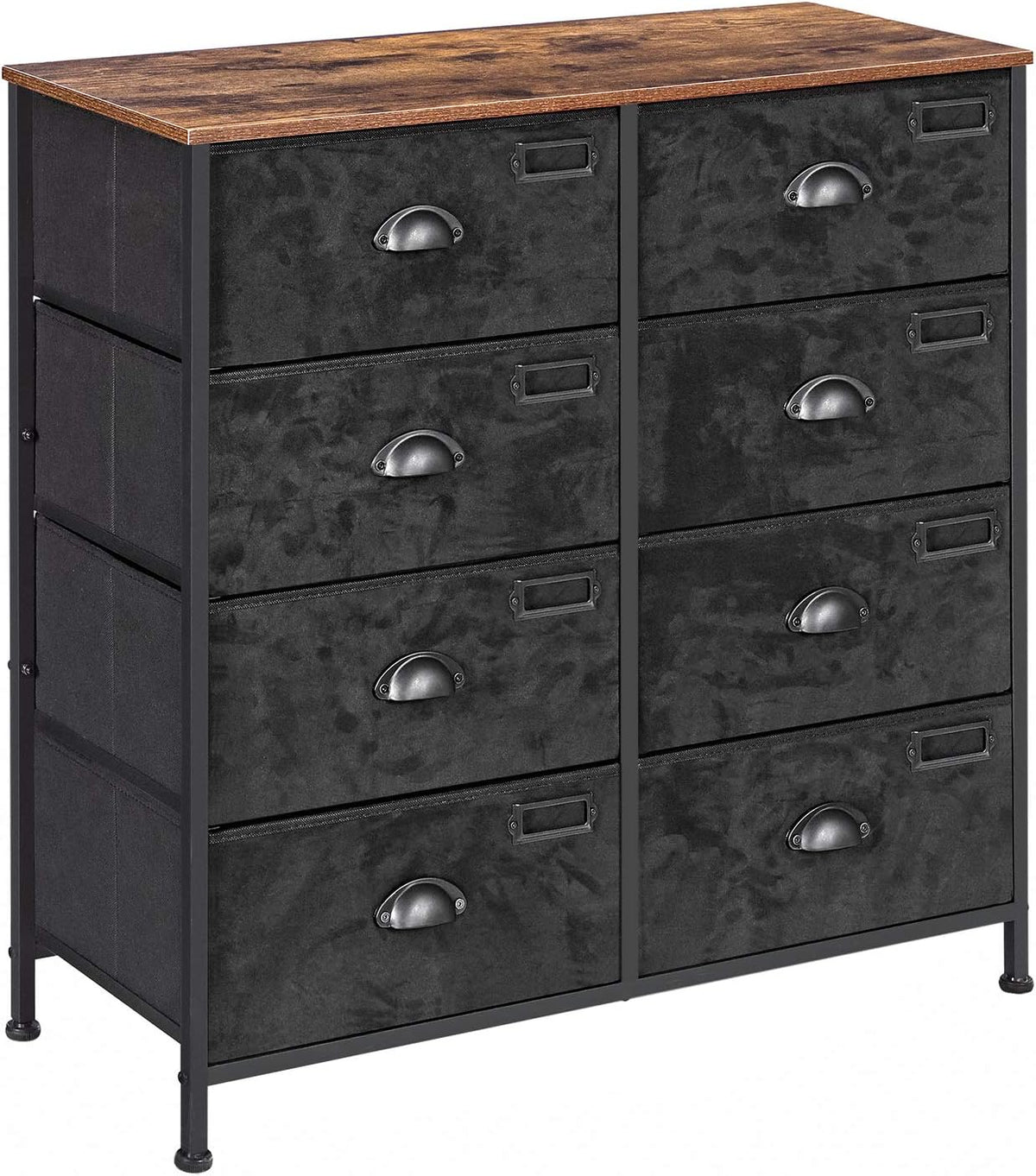 Rustic Brown and Black 8 Fabric Drawer Dresser J654163