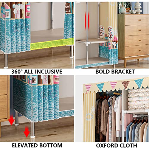 Canvas Wardrobe with Hanging Rail and Shelves R4902
