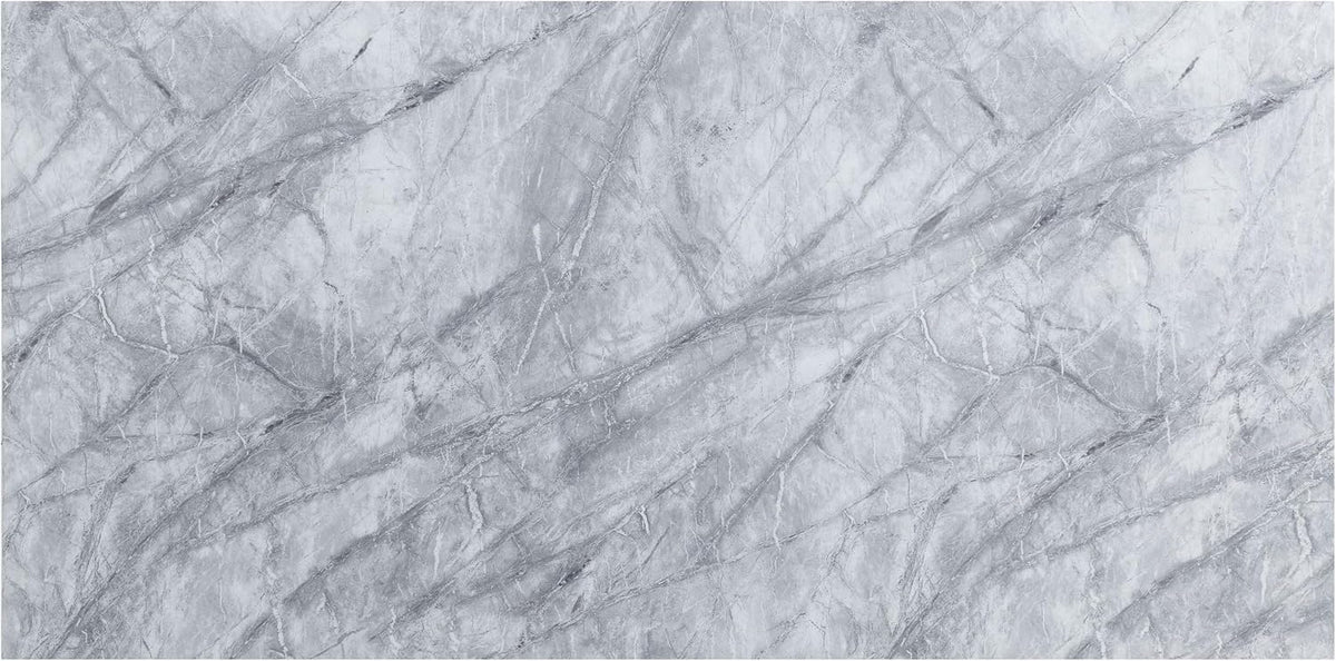 Faux Marble Top and Mirrored Silver Dining Table E81050