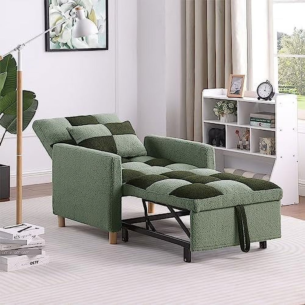 3 in 1 Convertible Velvet Sleeper Chair Bed with Pillow X78101
