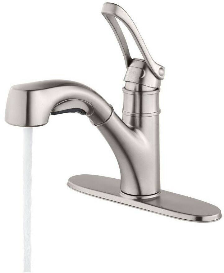 Single-Handle Pull-Out Sprayer Kitchen Faucet in Stainless Steel R872484