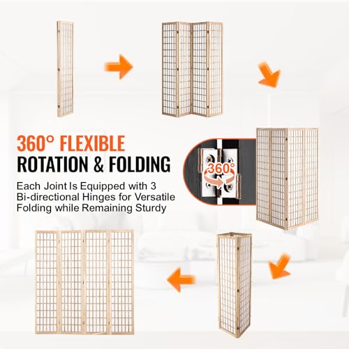 4 Panel Wood Folding Room Divider J162