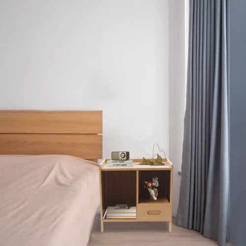 Modern Bamboo Nightstand with 1 Pull-out Drawer K2469