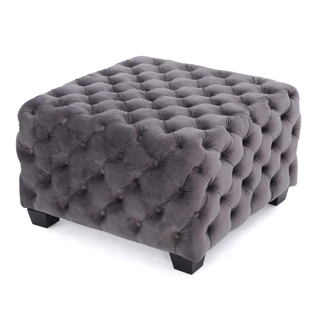 Grey Velvet Ottoman R52014