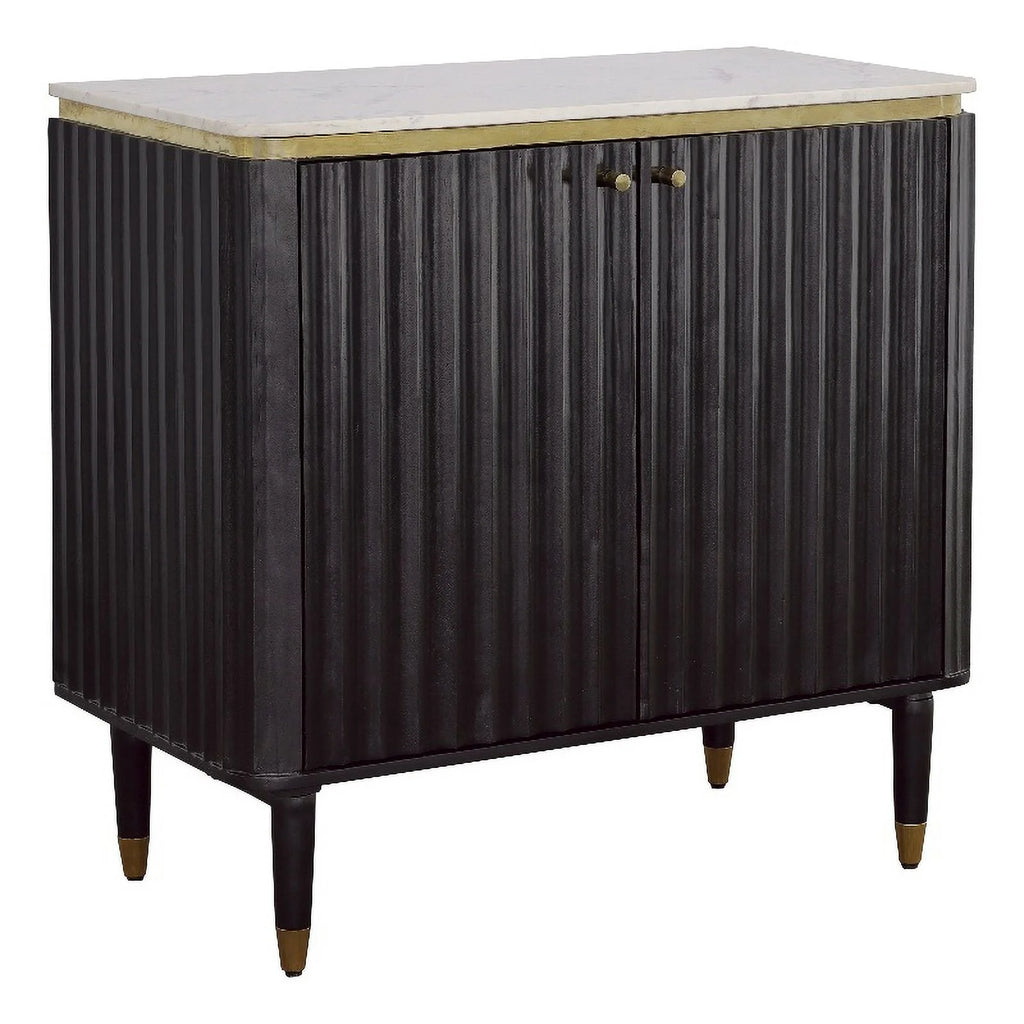 Modern 2-Door Wood Bar Cabinet in Black and Gold W299