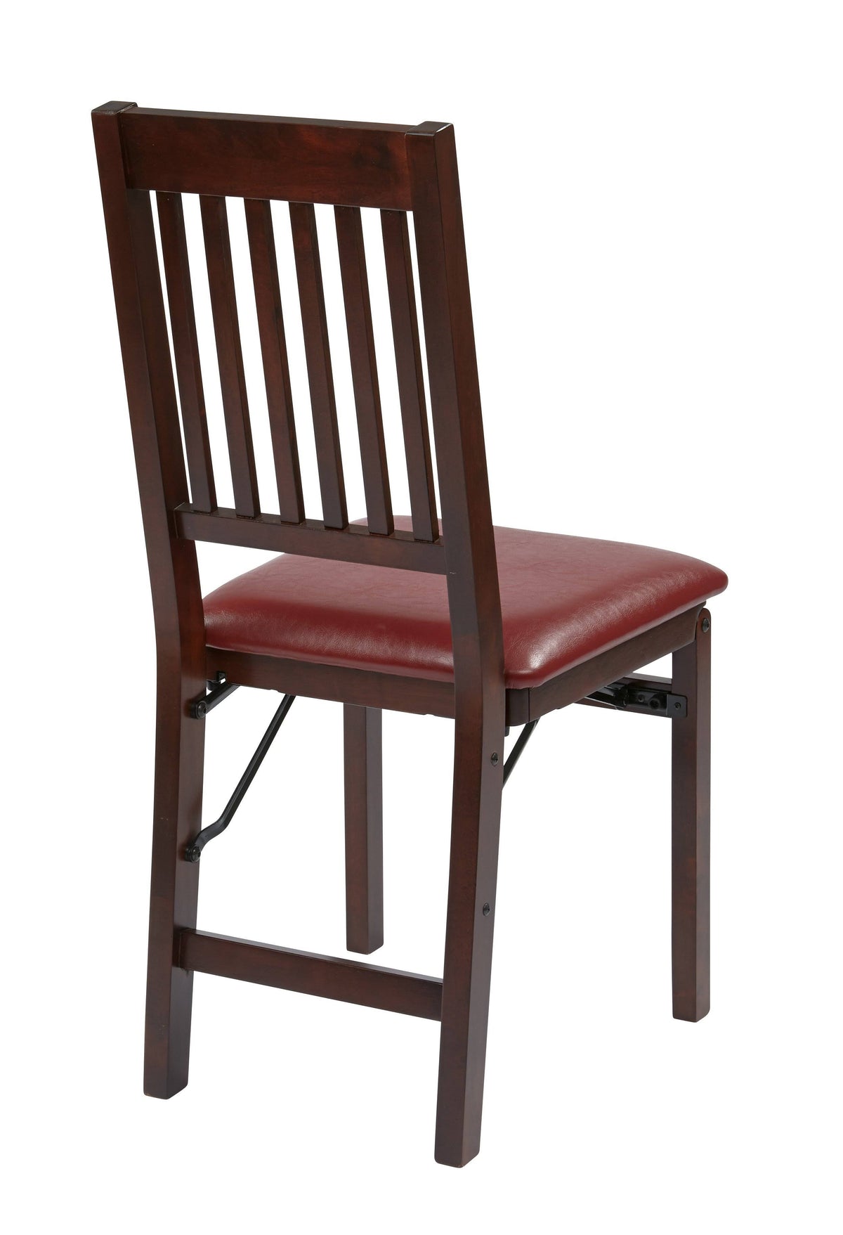 Solid Wood Folding Chair, Espresso/Red - 2 count B1229