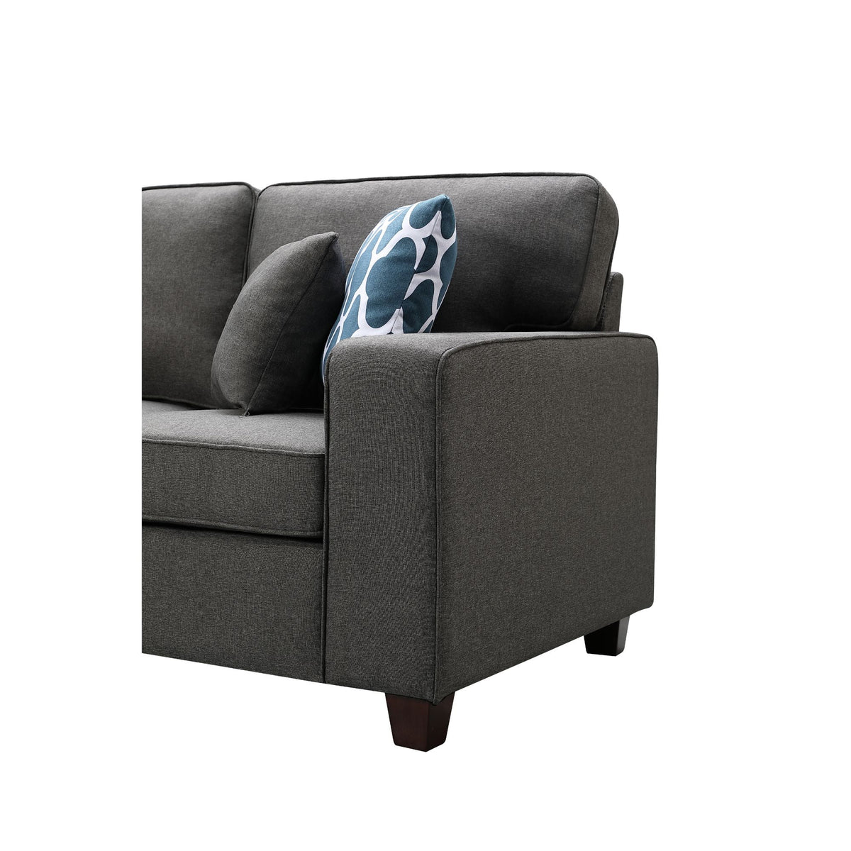 Dark Gray Linen Modular Sectional Sofa Chaise and Ottoman J148457