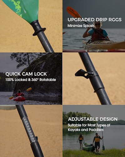 Adjustable Carbon Shaft PP Blade Kayak Paddle Y937528
