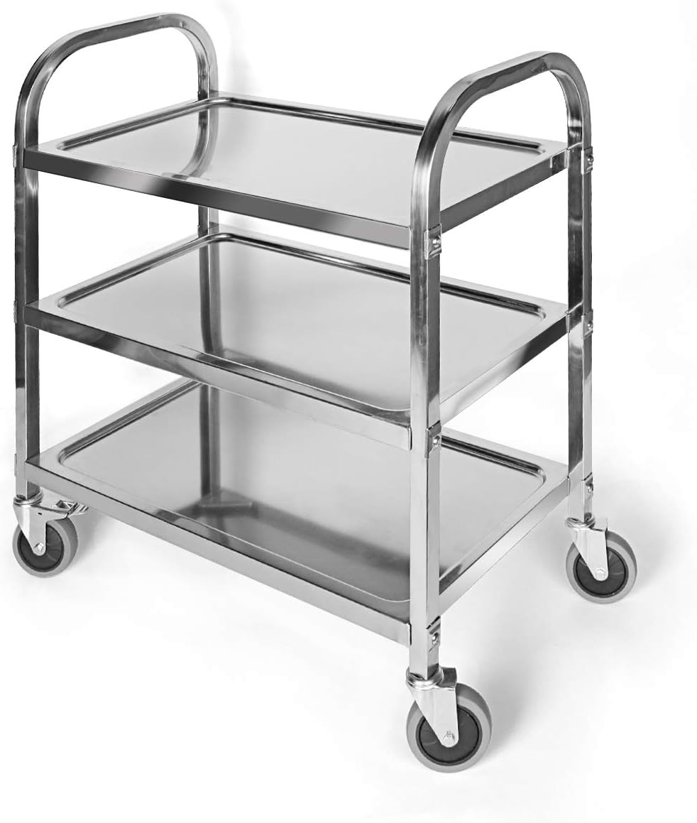 3 Tier Stainless Steel Utility Cart with Wheels Y249456