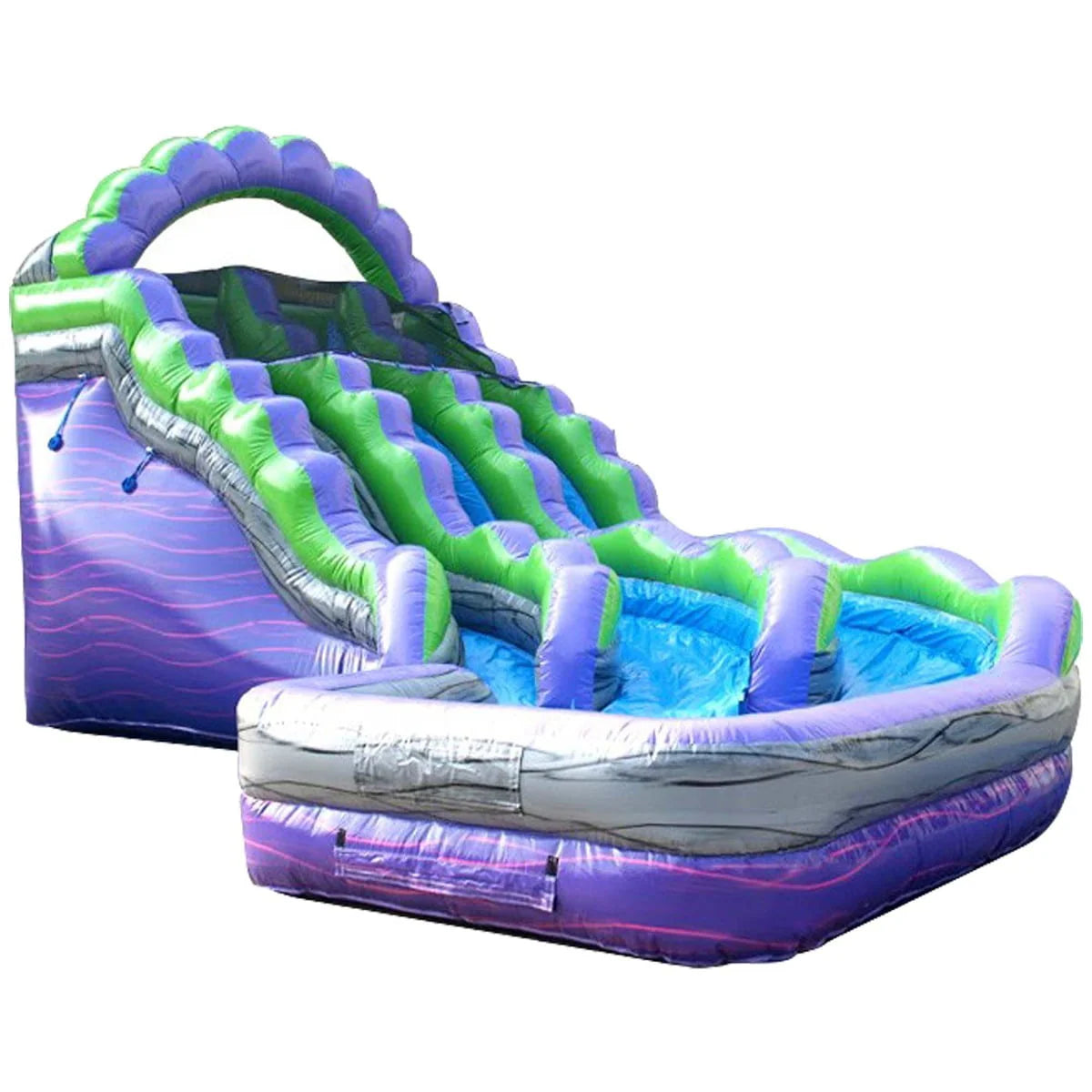 Purple Marble Curved Double Lane Inflatable Water Slide Q378