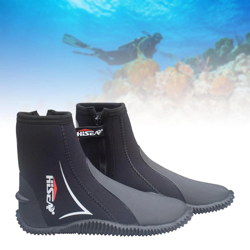 5mm Neoprene Scuba Diving Booties Wetsuit Boots Water Sports Unisex Anti Slip Rubber Sole Swim Surf for Wakeboarding Diving Kayaking Fishing 24.5-25 J663324