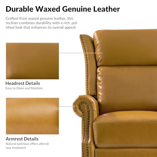 Genuine Leather Swivel Rocker Recliner with Footrest and Lumbar Support T847340