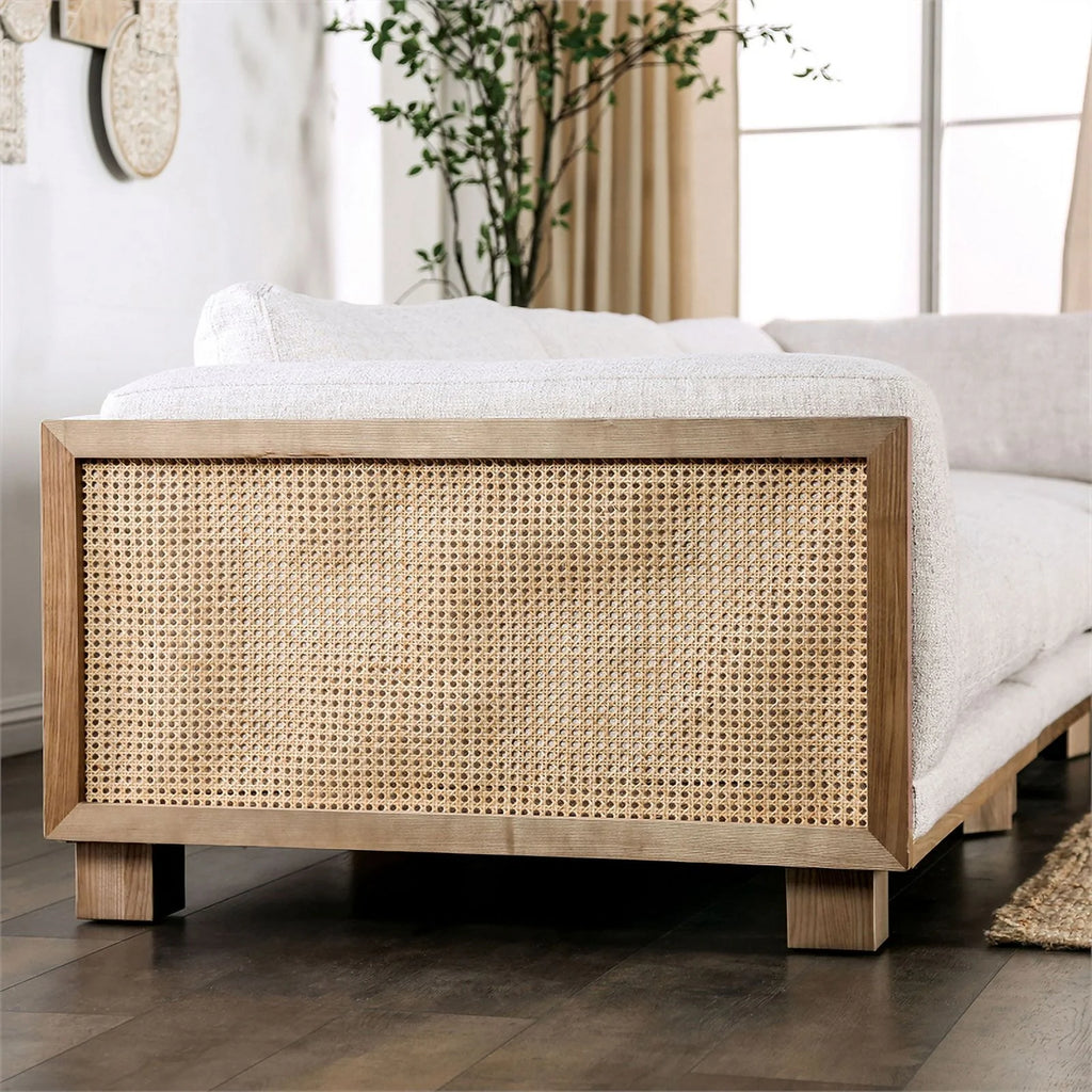 Beige Fabric Upholstered Sectional X8741