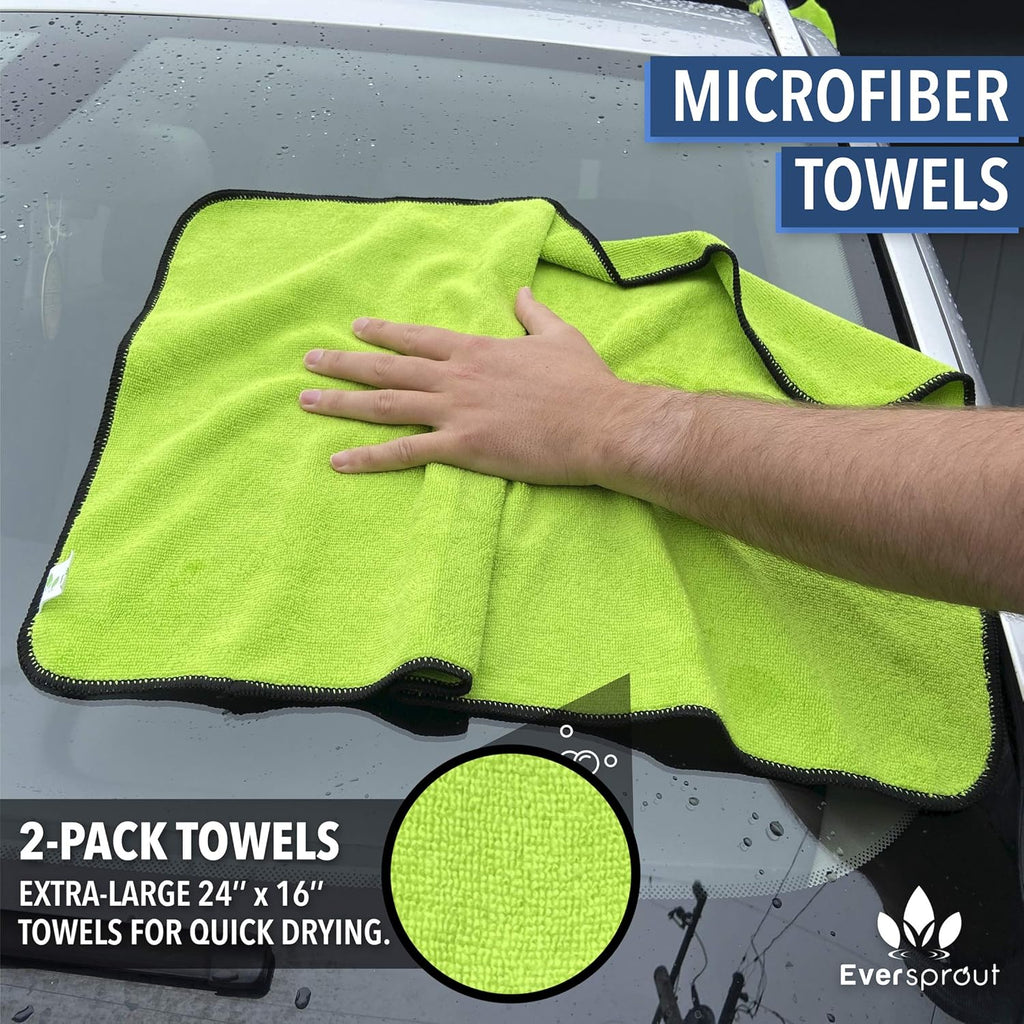 7-to-25 Foot Car Wash Kit with Extension Pole, Scrub Brush, Squeegee, Carwash Mitts, Microfiber Towels L769