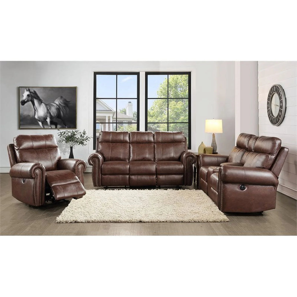 Brown Microfiber Power Reclining Sofa Q23663
