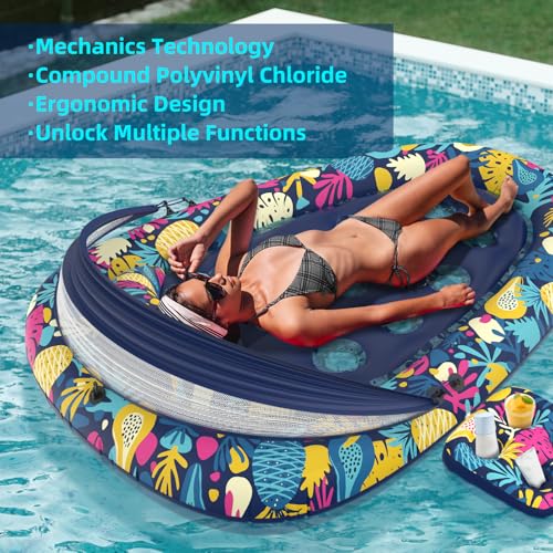 XL Inflatable Pool Float with Canopy Cup Holder N1776